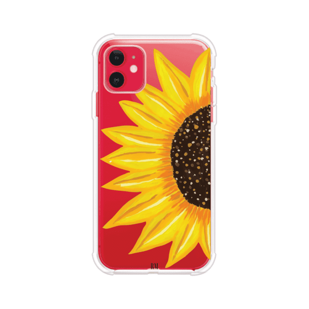 Funda transparente para iPhone con diseño pintado de girasol amarillo grande – Remark Mx