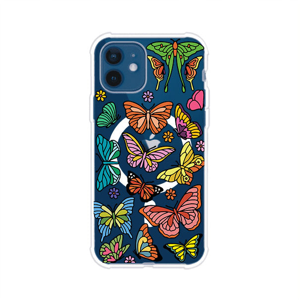 Funda transparente para iPhone con diseño aesthetic de mariposas de colores – Butterfly Haze de Remark Mx