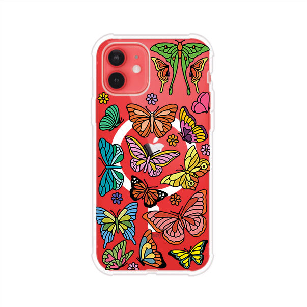 Funda transparente para iPhone con diseño aesthetic de mariposas de colores – Butterfly Haze de Remark Mx