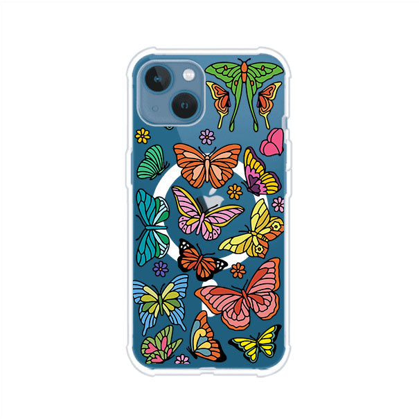 Funda transparente para iPhone con diseño aesthetic de mariposas de colores – Butterfly Haze de Remark Mx
