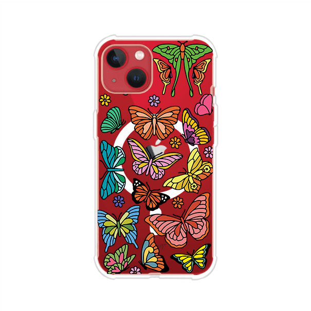 Funda transparente para iPhone con diseño aesthetic de mariposas de colores – Butterfly Haze de Remark Mx