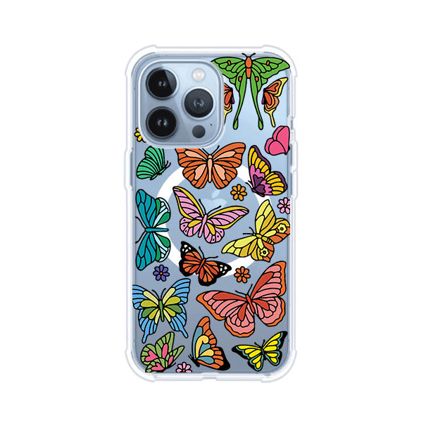 Funda transparente para iPhone con diseño aesthetic de mariposas de colores – Butterfly Haze de Remark Mx