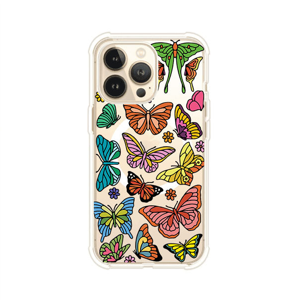 Funda transparente para iPhone con diseño aesthetic de mariposas de colores – Butterfly Haze de Remark Mx