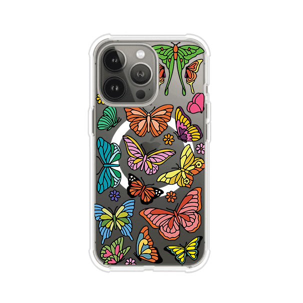 Funda transparente para iPhone con diseño aesthetic de mariposas de colores – Butterfly Haze de Remark Mx