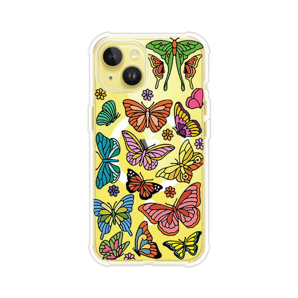 Funda transparente para iPhone con diseño aesthetic de mariposas de colores – Butterfly Haze de Remark Mx