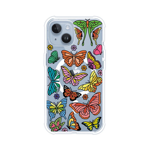 Funda transparente para iPhone con diseño aesthetic de mariposas de colores – Butterfly Haze de Remark Mx