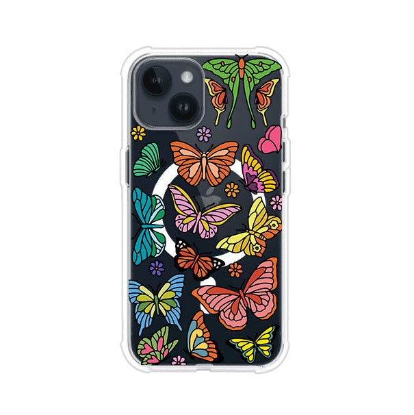 Funda transparente para iPhone con diseño aesthetic de mariposas de colores – Butterfly Haze de Remark Mx
