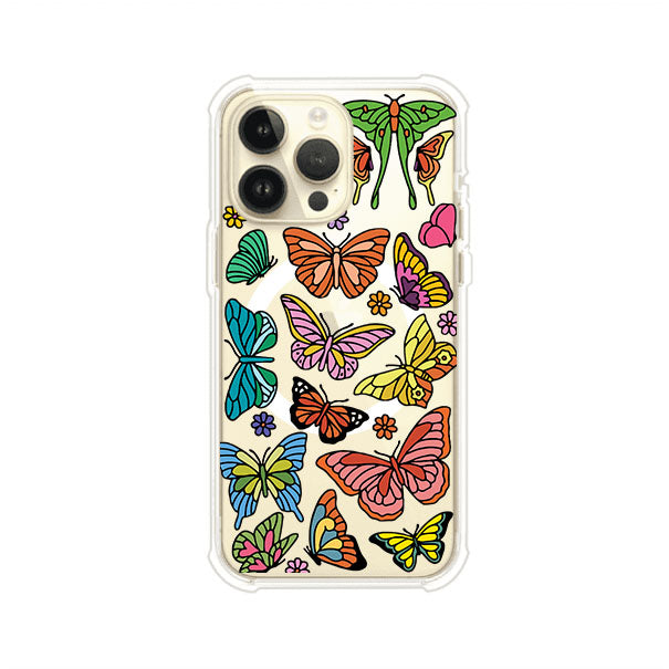 Funda transparente para iPhone con diseño aesthetic de mariposas de colores – Butterfly Haze de Remark Mx