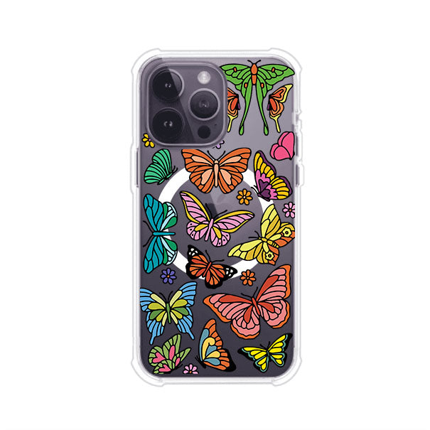 Funda transparente para iPhone con diseño aesthetic de mariposas de colores – Butterfly Haze de Remark Mx