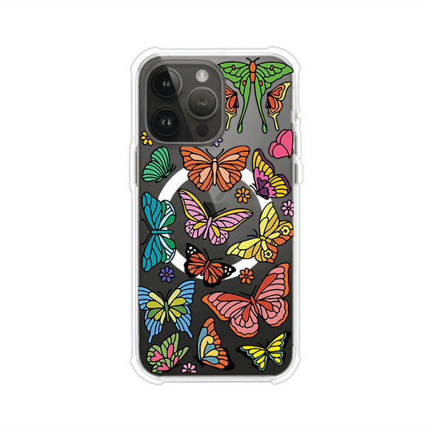 Funda transparente para iPhone con diseño aesthetic de mariposas de colores – Butterfly Haze de Remark Mx
