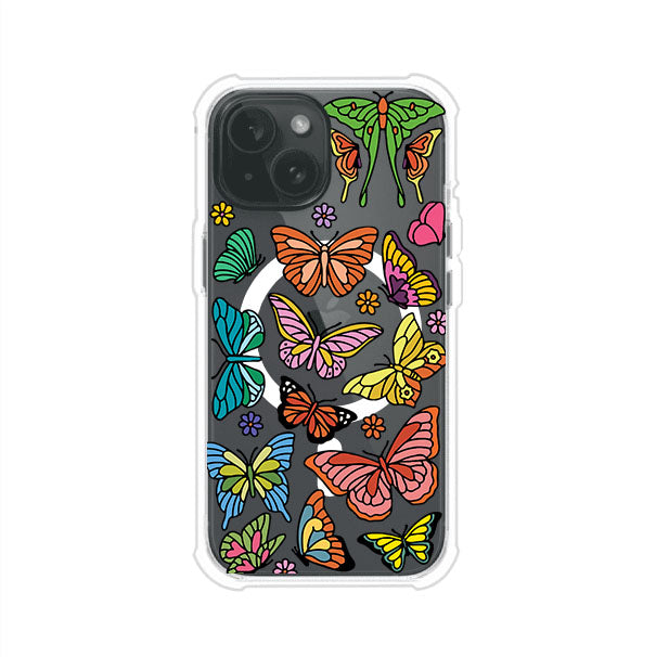 Funda transparente para iPhone con diseño aesthetic de mariposas de colores – Butterfly Haze de Remark Mx