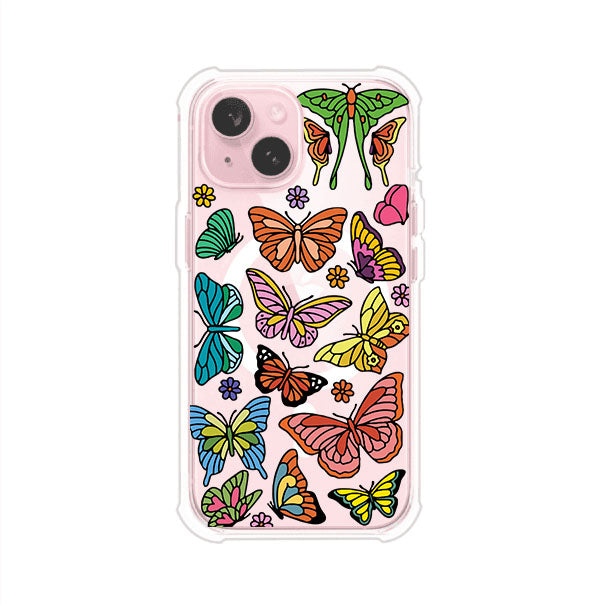 Funda transparente para iPhone con diseño aesthetic de mariposas de colores – Butterfly Haze de Remark Mx