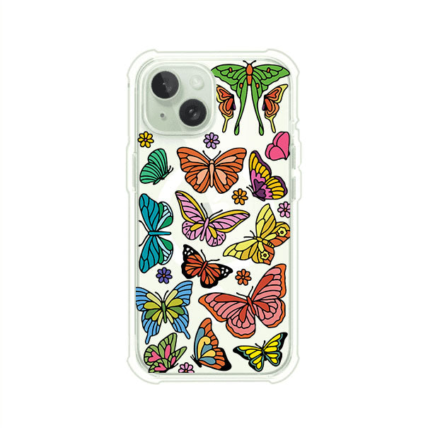 Funda transparente para iPhone con diseño aesthetic de mariposas de colores – Butterfly Haze de Remark Mx