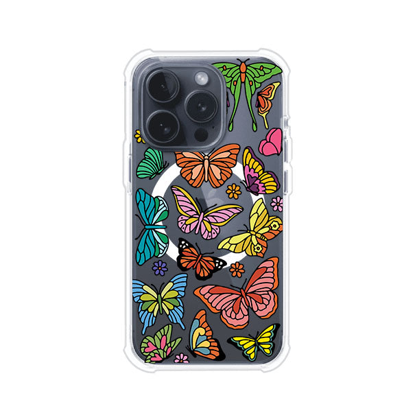 Funda transparente para iPhone con diseño aesthetic de mariposas de colores – Butterfly Haze de Remark Mx