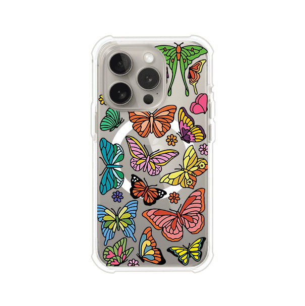 Funda transparente para iPhone con diseño aesthetic de mariposas de colores – Butterfly Haze de Remark Mx