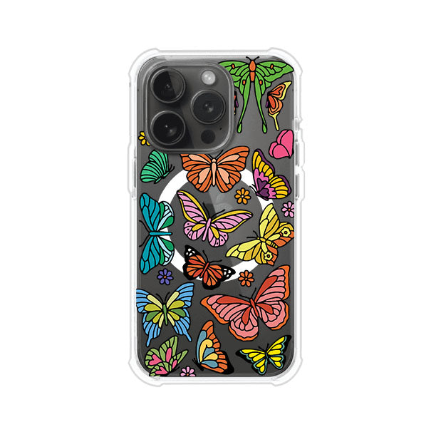 Funda transparente para iPhone con diseño aesthetic de mariposas de colores – Butterfly Haze de Remark Mx