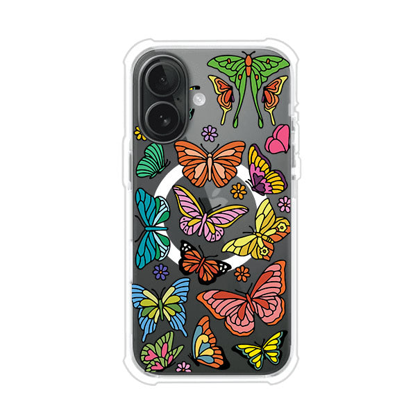 Funda transparente para iPhone con diseño aesthetic de mariposas de colores – Butterfly Haze de Remark Mx