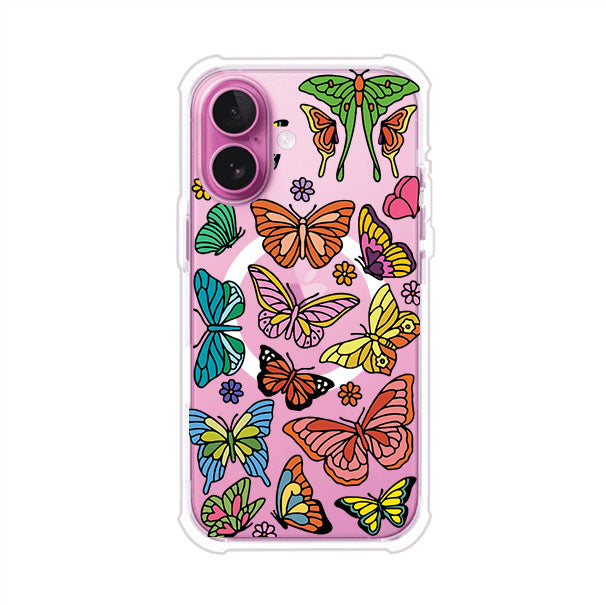 Funda transparente para iPhone con diseño aesthetic de mariposas de colores – Butterfly Haze de Remark Mx