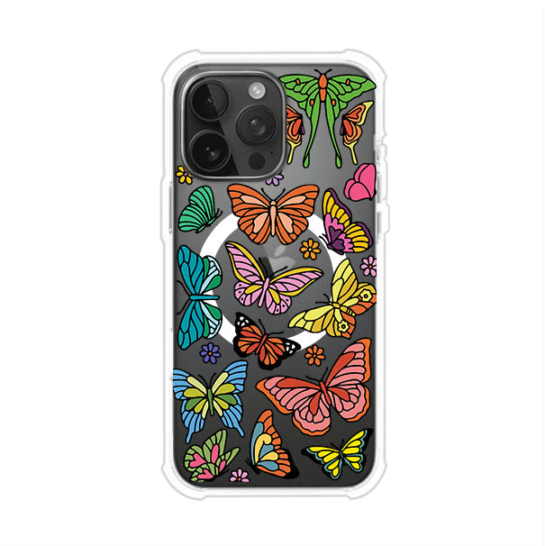 Funda transparente para iPhone con diseño aesthetic de mariposas de colores – Butterfly Haze de Remark Mx