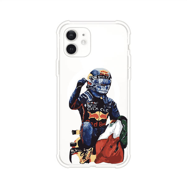 Funda para iPhone con ilustración de Checo Pérez, diseño Red Bull Racing, estilo artístico – Remark Mx