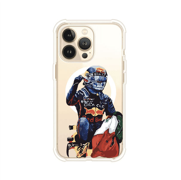 Funda para iPhone con ilustración de Checo Pérez, diseño Red Bull Racing, estilo artístico – Remark Mx