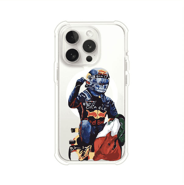 Funda para iPhone con ilustración de Checo Pérez, diseño Red Bull Racing, estilo artístico – Remark Mx