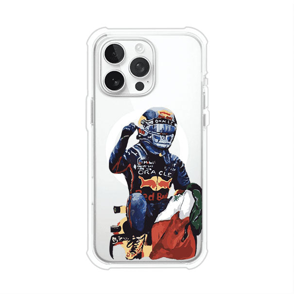 Funda para iPhone con ilustración de Checo Pérez, diseño Red Bull Racing, estilo artístico – Remark Mx