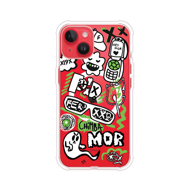 Funda para iPhone con diseño inspirado en FERXXO. Incluye stickers con frases como “CHIMBA MOR”, íconos urbanos y colores verde neón y negro. Estilo reggaetonero y atrevido, ideal para fans de Feid. Producto de Remark Mx