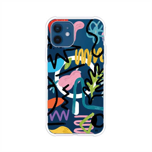 Funda con diseño de garabatos abstractos en colores vivos para iPhone. Estilo moderno y artístico. Producto de Remark Mx