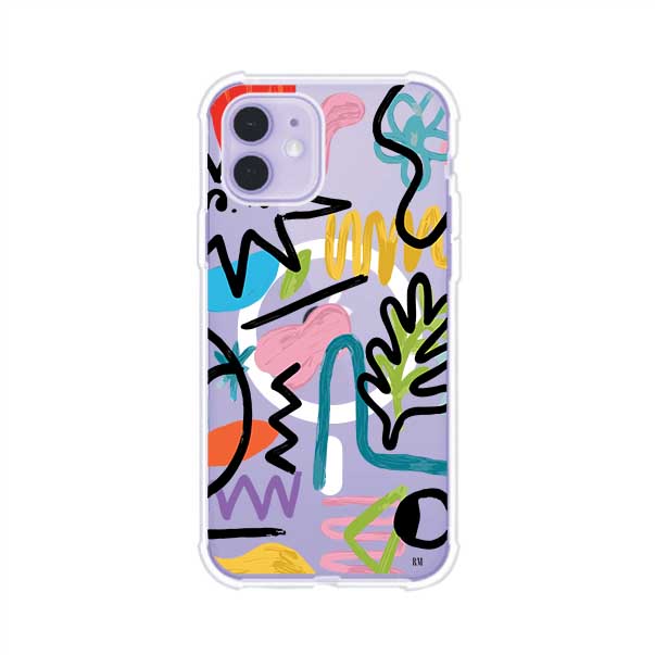 Funda con diseño de garabatos abstractos en colores vivos para iPhone. Estilo moderno y artístico. Producto de Remark Mx