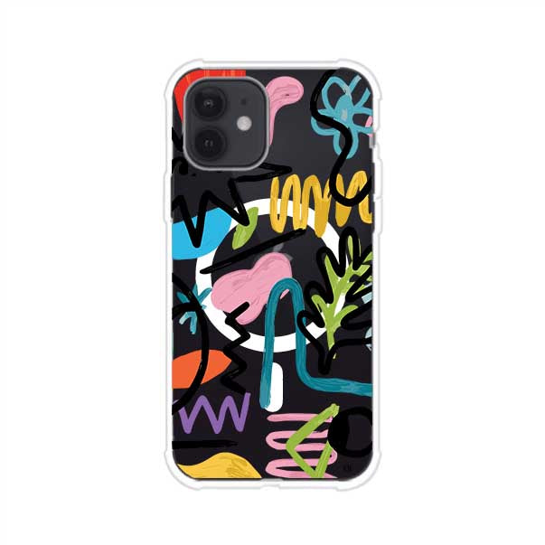 Funda con diseño de garabatos abstractos en colores vivos para iPhone. Estilo moderno y artístico. Producto de Remark Mx