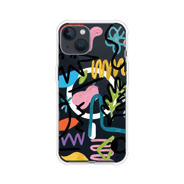 Funda con diseño de garabatos abstractos en colores vivos para iPhone. Estilo moderno y artístico. Producto de Remark Mx