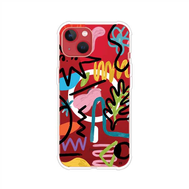 Funda con diseño de garabatos abstractos en colores vivos para iPhone. Estilo moderno y artístico. Producto de Remark Mx