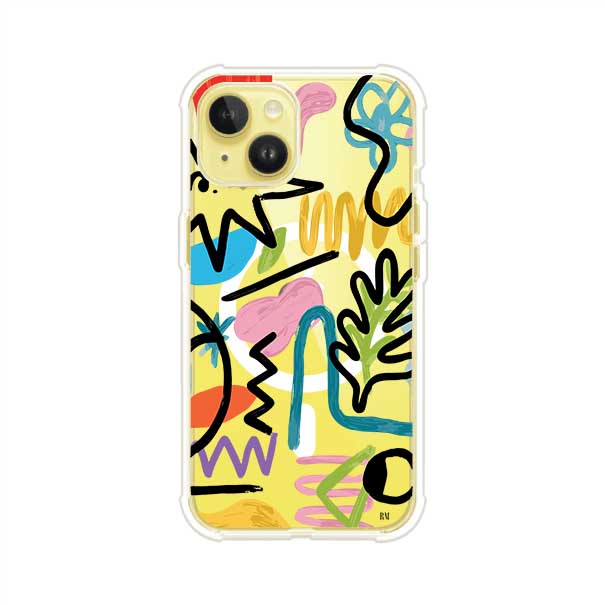 Funda con diseño de garabatos abstractos en colores vivos para iPhone. Estilo moderno y artístico. Producto de Remark Mx