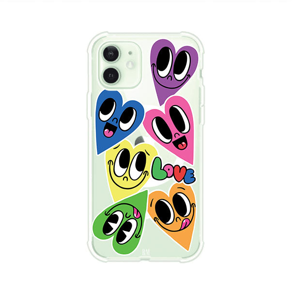 Funda para iPhone con diseño de corazones sonrientes en colores vibrantes – Remark Mx