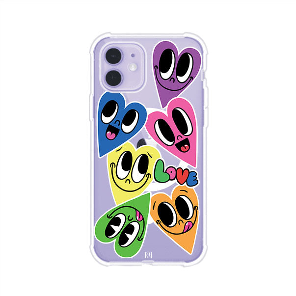 Funda para iPhone con diseño de corazones sonrientes en colores vibrantes – Remark Mx