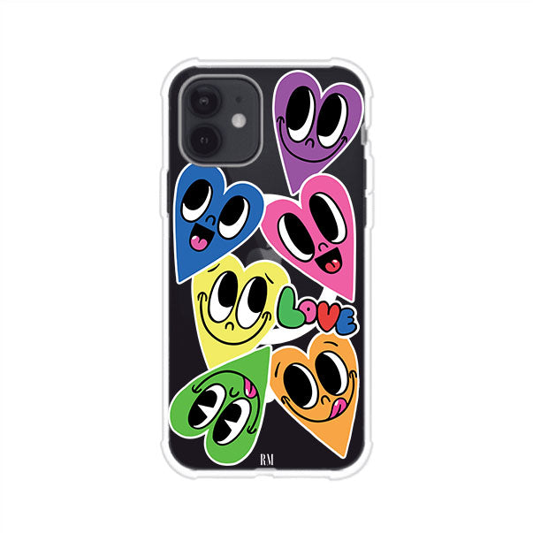 Funda para iPhone con diseño de corazones sonrientes en colores vibrantes – Remark Mx