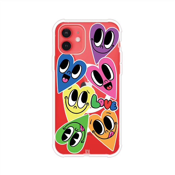 Funda para iPhone con diseño de corazones sonrientes en colores vibrantes – Remark Mx