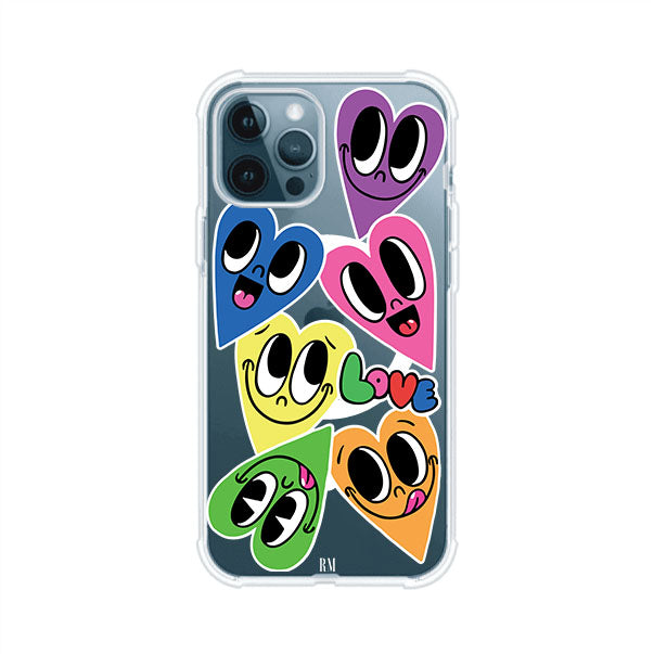 Funda para iPhone con diseño de corazones sonrientes en colores vibrantes – Remark Mx
