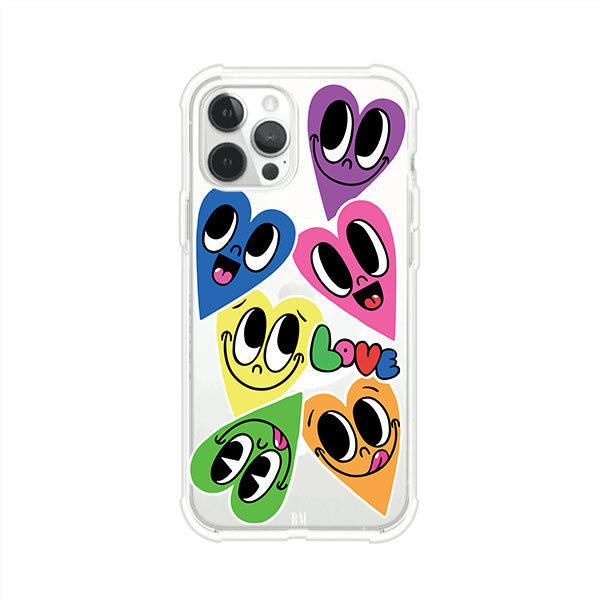 Funda para iPhone con diseño de corazones sonrientes en colores vibrantes – Remark Mx