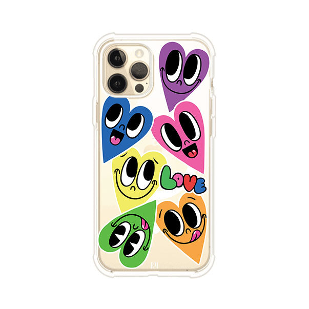 Funda para iPhone con diseño de corazones sonrientes en colores vibrantes – Remark Mx
