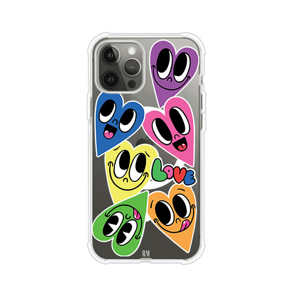 Funda para iPhone con diseño de corazones sonrientes en colores vibrantes – Remark Mx