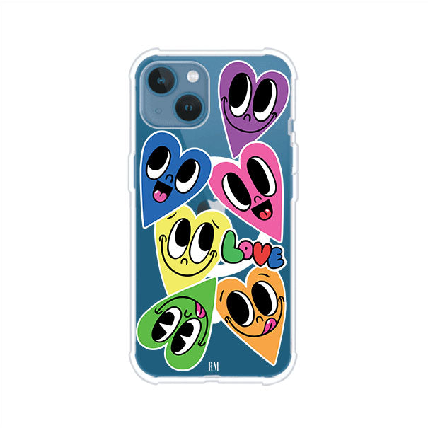 Funda para iPhone con diseño de corazones sonrientes en colores vibrantes – Remark Mx