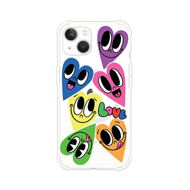 Funda para iPhone con diseño de corazones sonrientes en colores vibrantes – Remark Mx