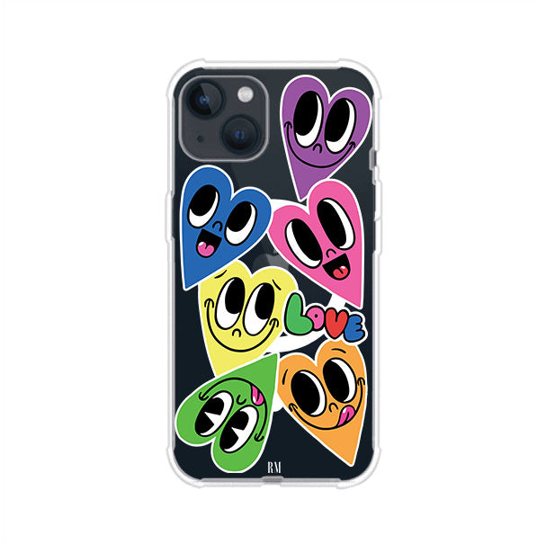 Funda para iPhone con diseño de corazones sonrientes en colores vibrantes – Remark Mx