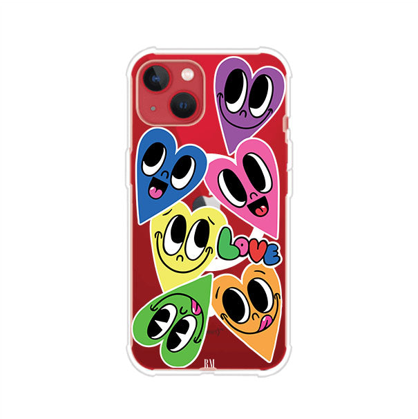 Funda para iPhone con diseño de corazones sonrientes en colores vibrantes – Remark Mx
