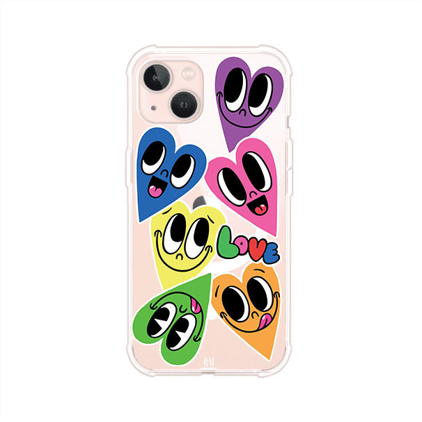 Funda para iPhone con diseño de corazones sonrientes en colores vibrantes – Remark Mx