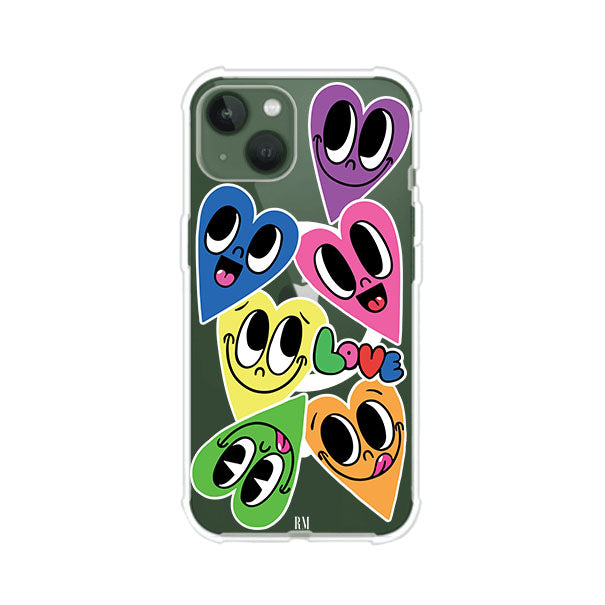 Funda para iPhone con diseño de corazones sonrientes en colores vibrantes – Remark Mx