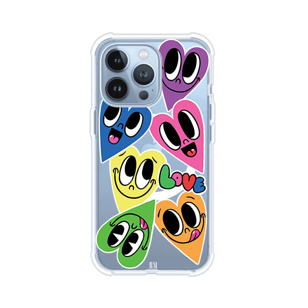 Funda para iPhone con diseño de corazones sonrientes en colores vibrantes – Remark Mx