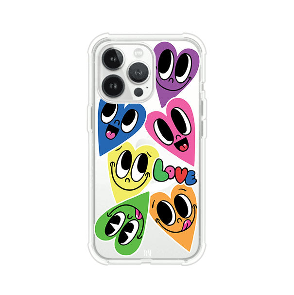 Funda para iPhone con diseño de corazones sonrientes en colores vibrantes – Remark Mx